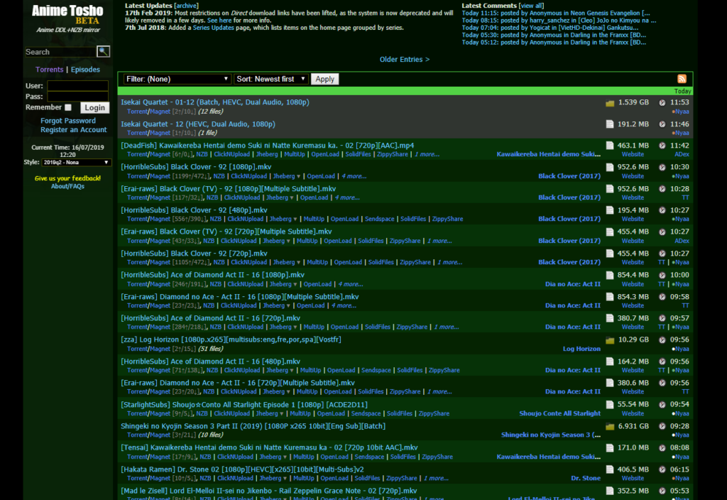 animetosho torrent site