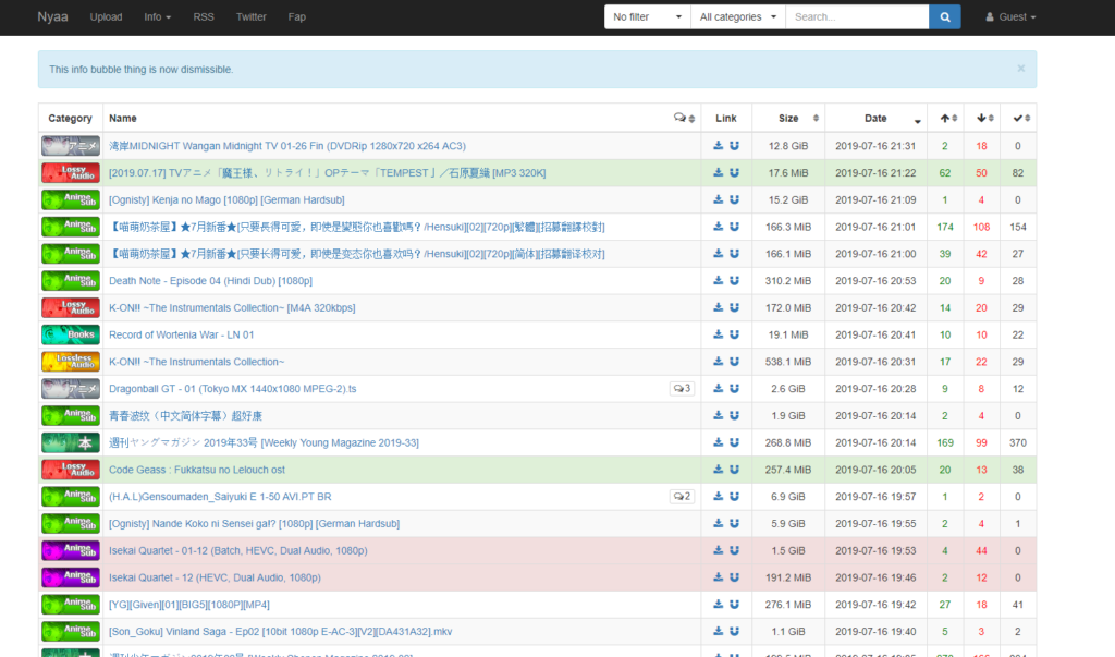 nyaa anime torrent site