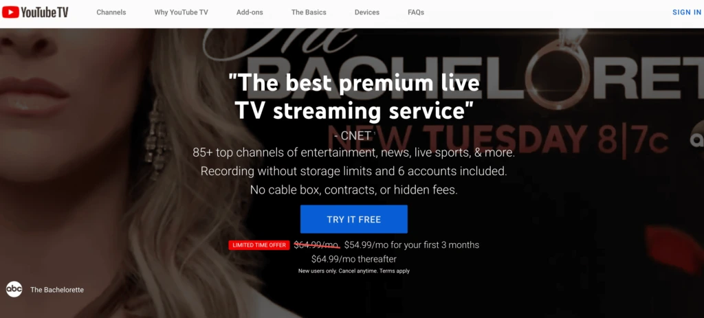 YouTube tv service