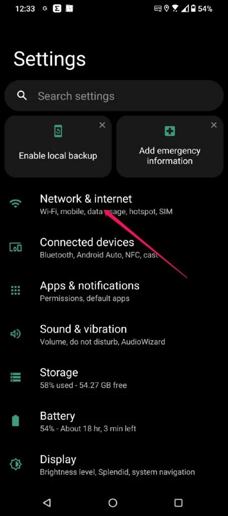 android settings