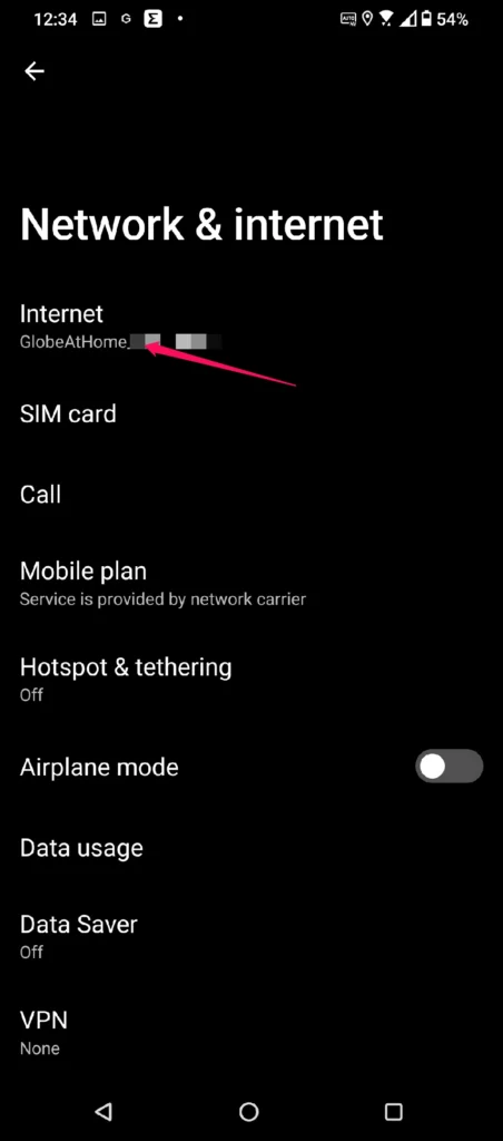 network and internet settings