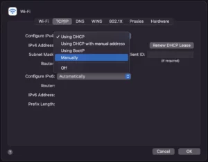 change your ip address manually