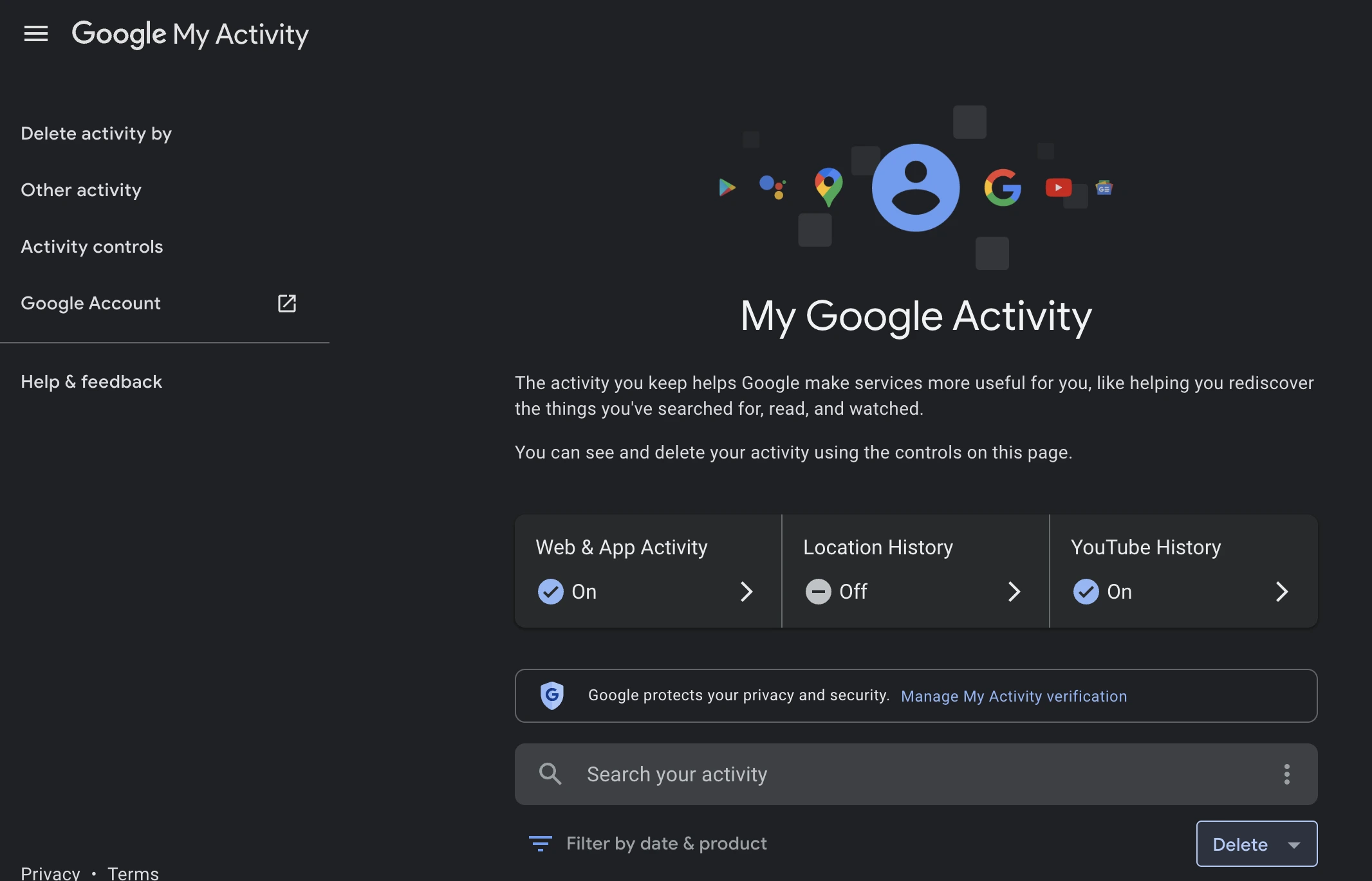clear your activity on Google