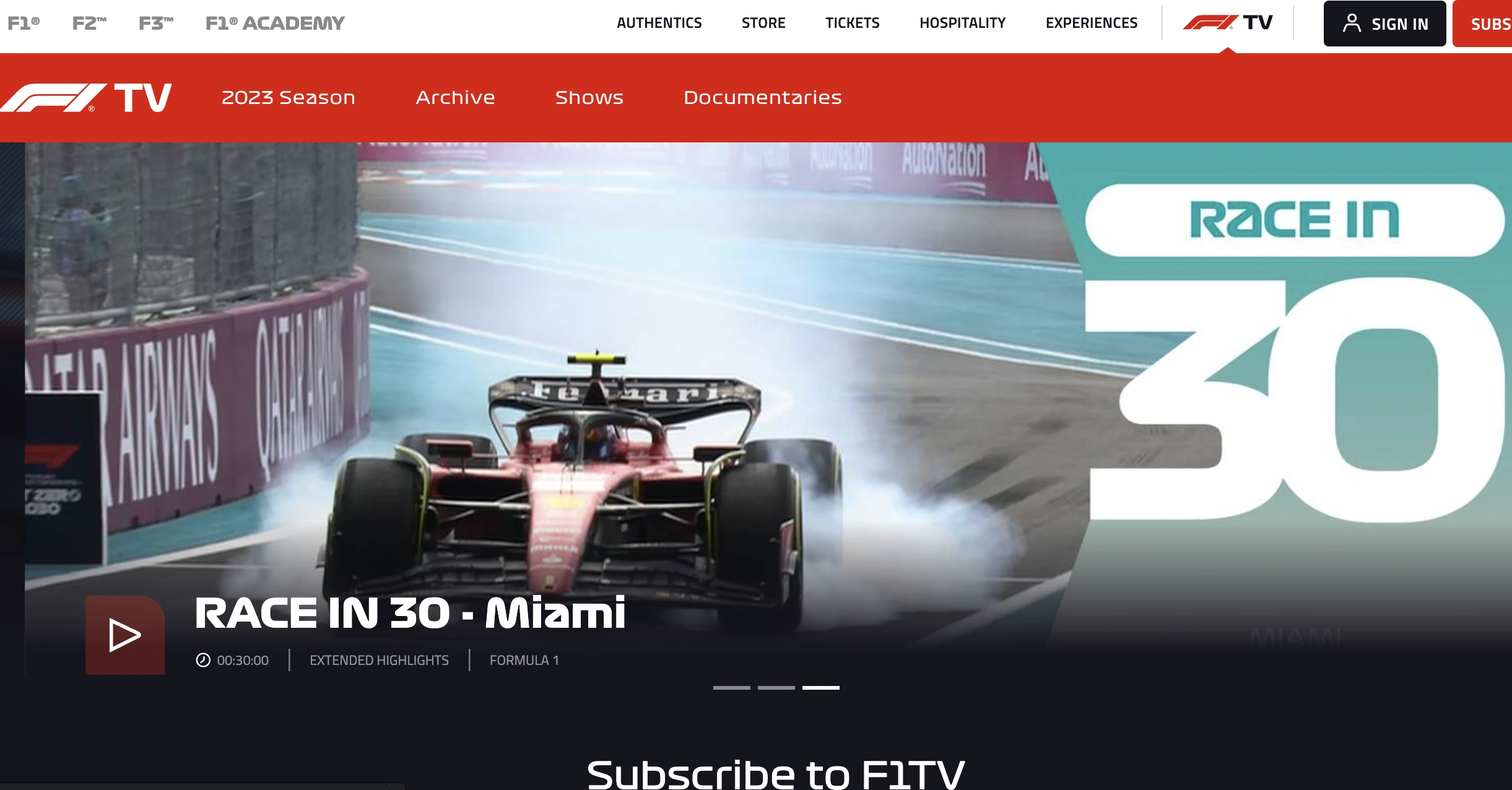 f1tv homepage