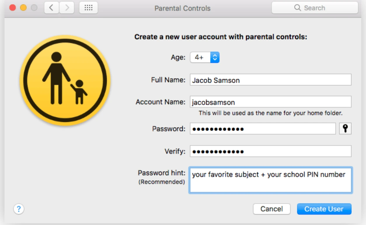 set up parental control on mac