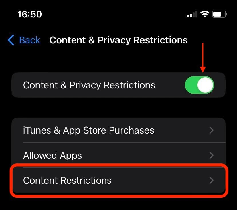 choose content restrictions