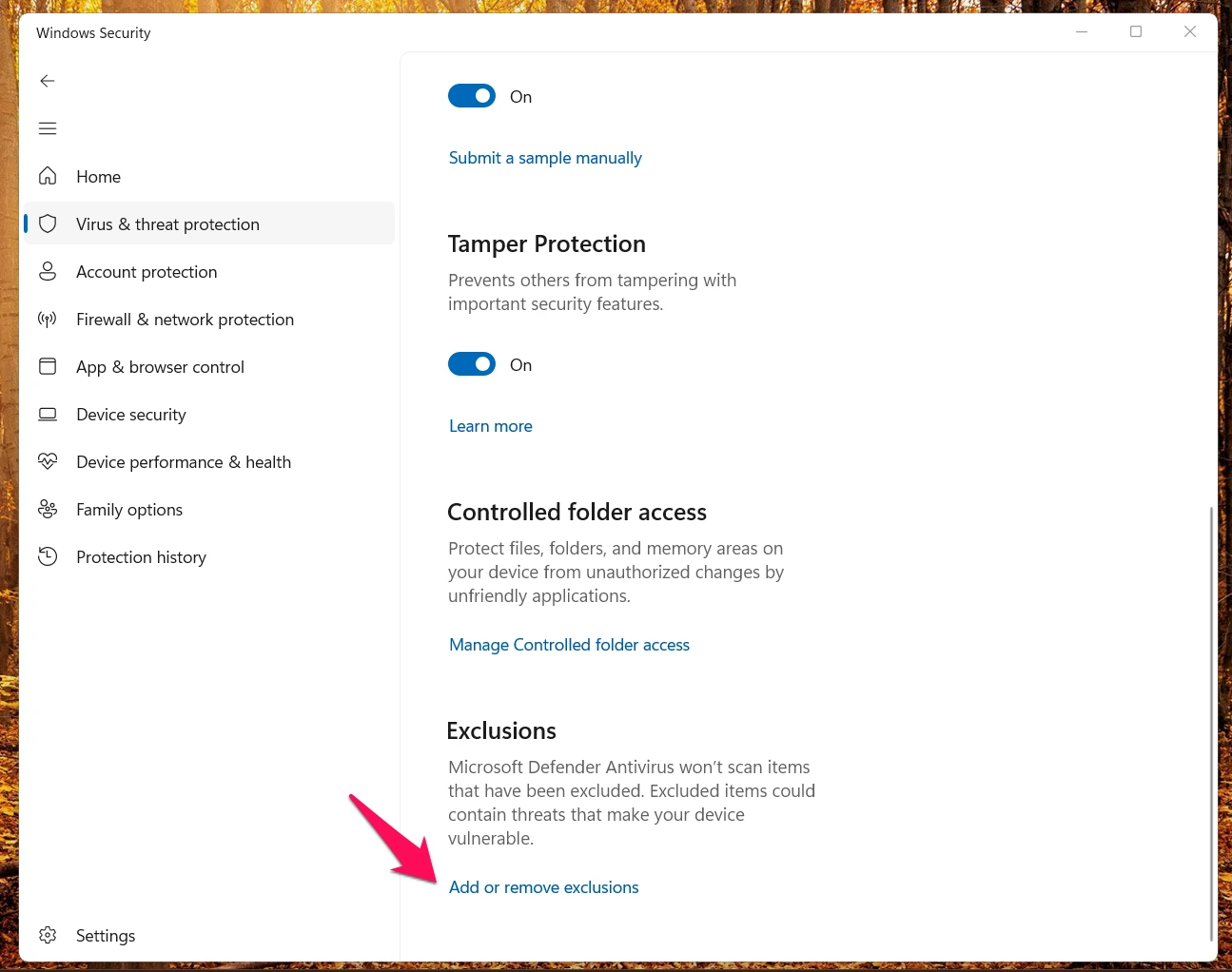 windows defender exclusions