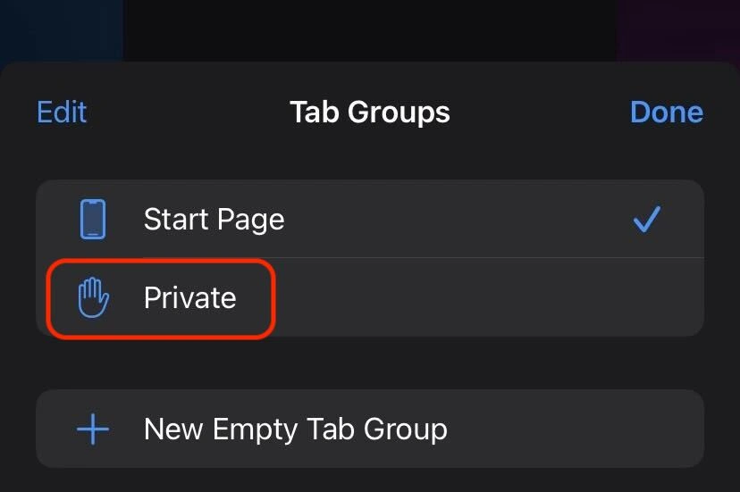 click on private to enable incognito mode