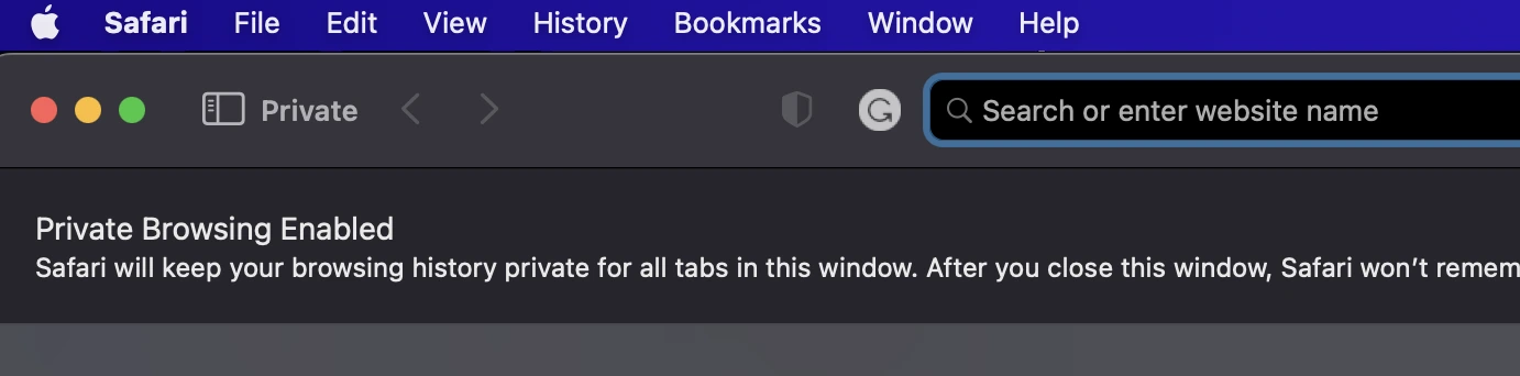private browsing mode enabled on mac