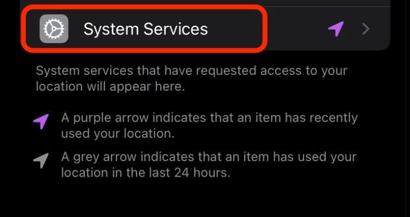 system services tracking on iphone