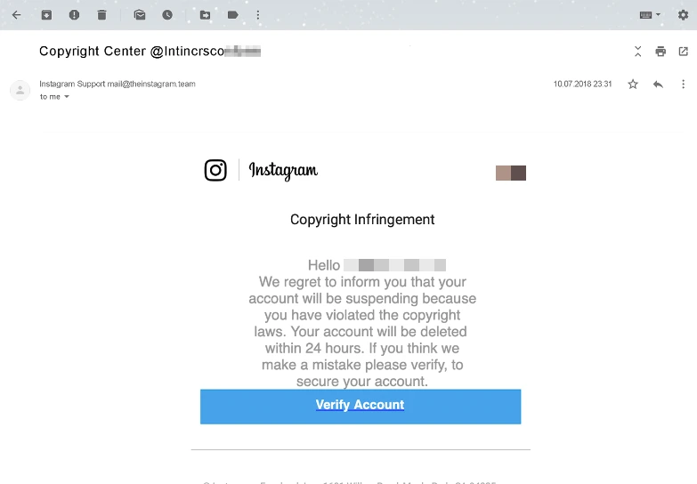 instagram phishing scam