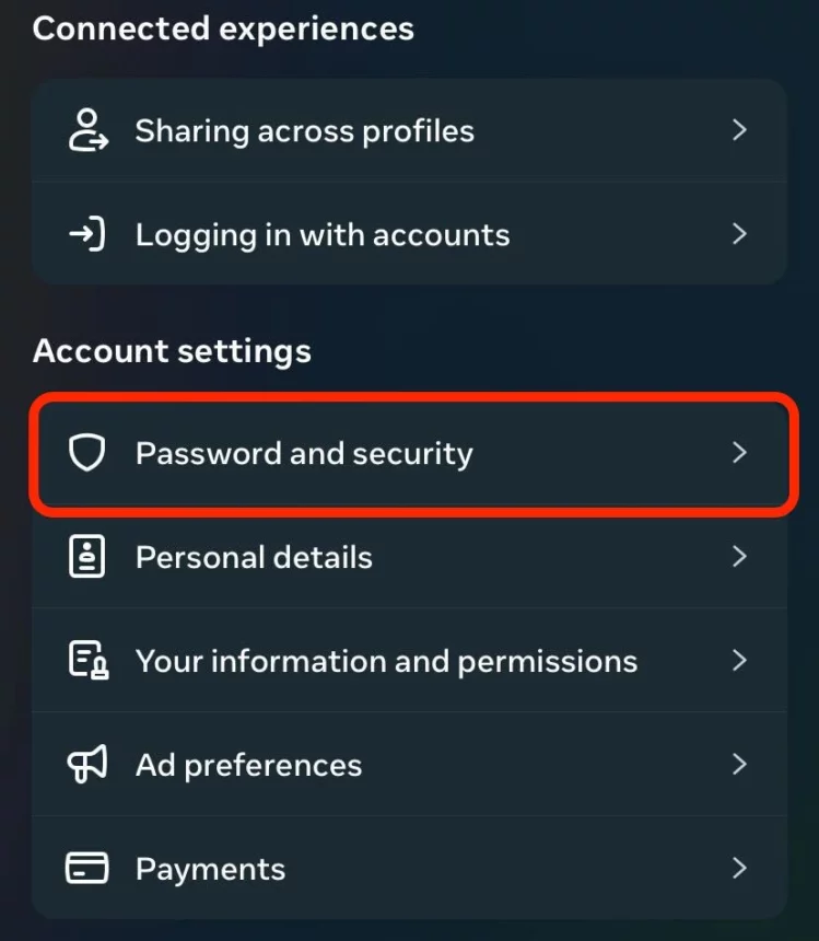 passwords and security settings