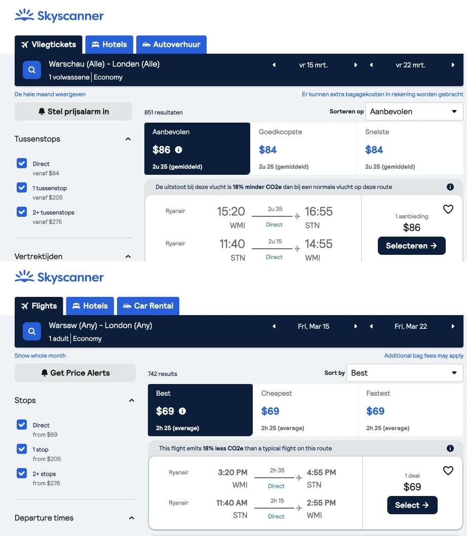 flight tickets comparison