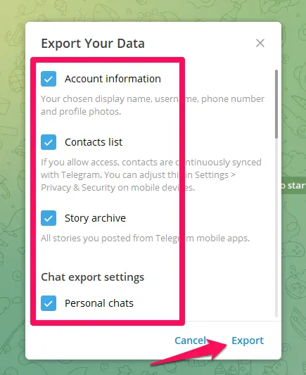 telegram export