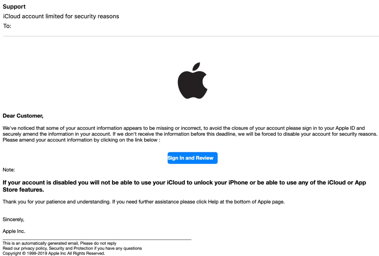 iCloud phishing