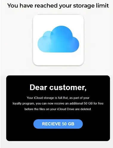 iCloud storage scam