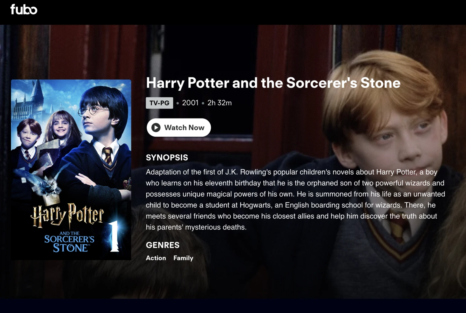 watch harry potter on FuboTV