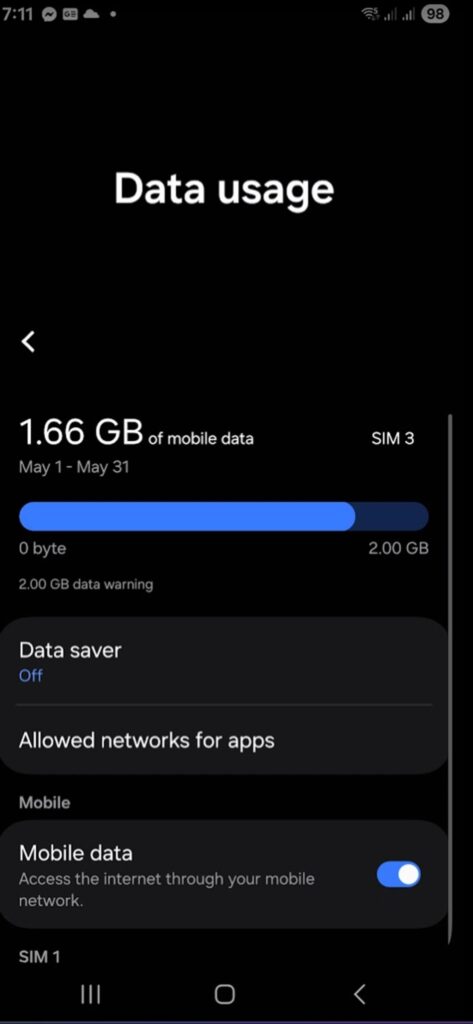 android data usage