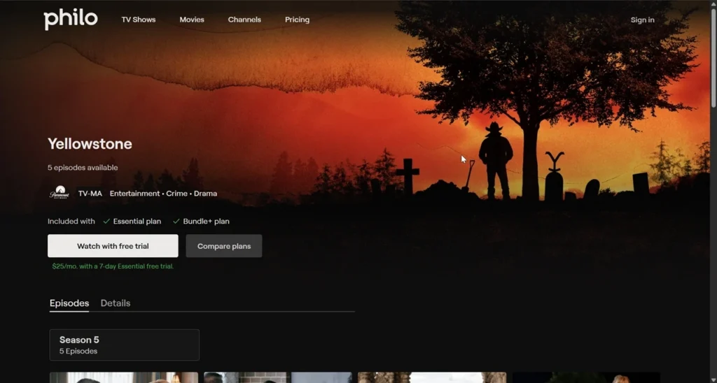 Philo Yellowstone episodes