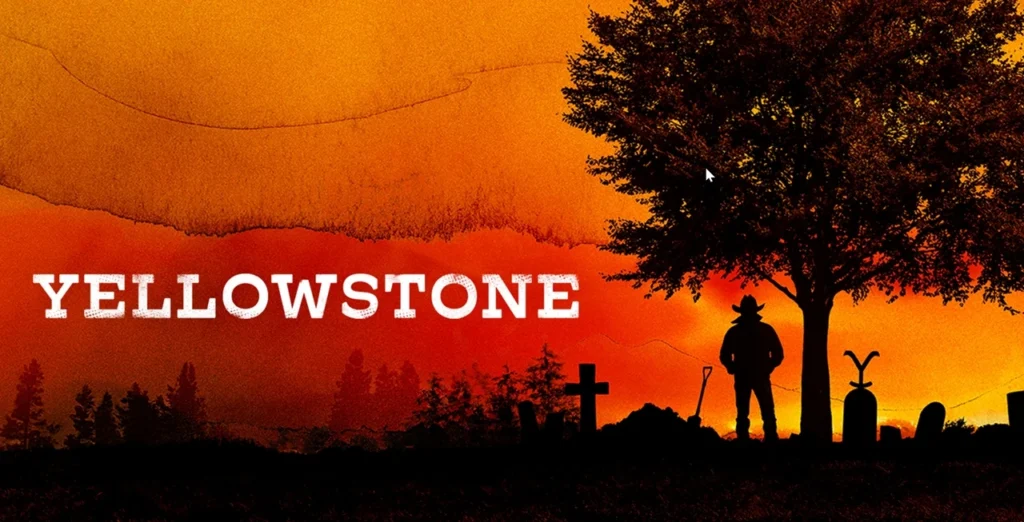 Yellowstone logo sunset silhouettes