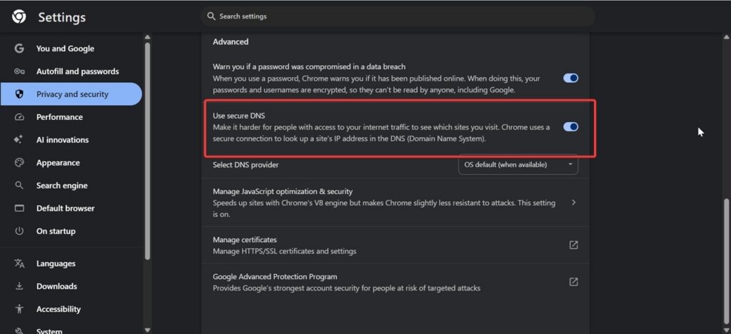 chrome-secure-dns-setup